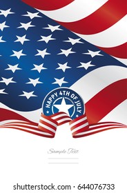 Happy 4th of july USA flag ribbon background