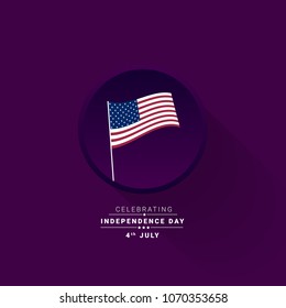 Happy 4th of July USA Independence Day greeting card and poster design with waving american national flag design. Vector illustration flat design.