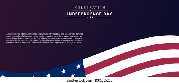 Happy 4th of July USA Independence Day banner design with waving american national flag .Vector illustration.