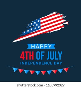 Happy 4th Of July USA Independence Day Text Space Background.