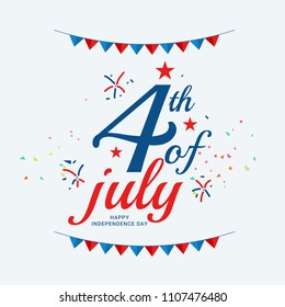 Happy 4th Of July USA Independence Day Text Space Background.