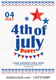 Happy 4th Of July USA Independence Day Text Space Background.