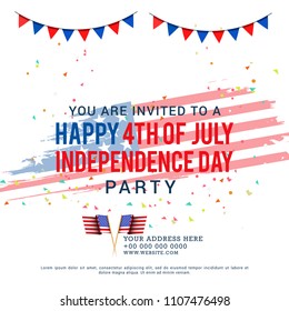 Happy 4th Of July USA Independence Day Text Space Background.