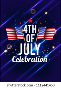 Happy 4th Of July USA Independence Day Text Space Background.