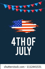 Happy 4th Of July USA Independence Day Text Space Background.