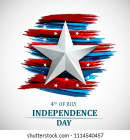 Happy 4th of July, USA Independence Day. Fourth of July greeting card template.