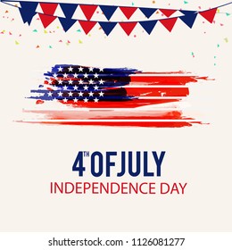 Happy 4th Of July USA Independence Day Text Space Background.