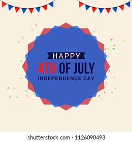 Happy 4th Of July USA Independence Day Text Space Background.