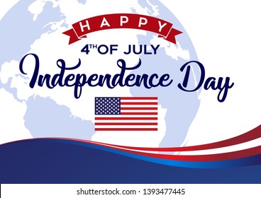 Happy 4th july. USA independence day typography background