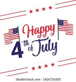 Happy 4th July, USA Independence Day. 4th of July typography illustration design