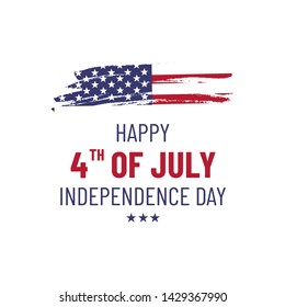 Happy 4th of July. USA Independence Day greeting card with american national flag