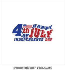 Happy 4th of July USA Independence Day greeting card with waving american national flag.