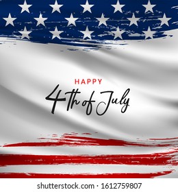 Happy 4th of July USA Independence Day greeting card with american national flag, Vector illustration.