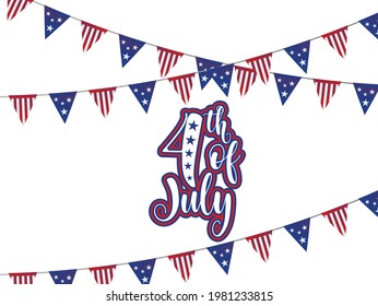 Happy 4th of July USA Independence Day greeting card, American Independence Day vector illustration  and hand lettering text design. Vector illustration.
