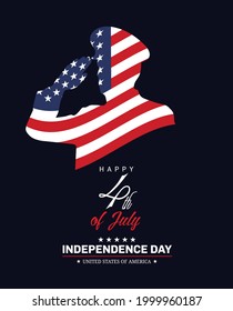 Happy 4th of July USA Independence Day Poster and greeting card design with waving American national flag and lettering text design. United states of America Independence day Vector illustration.