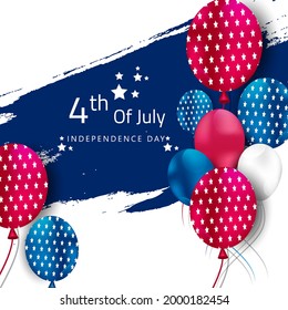 Happy 4th of July USA Independence Day greeting card with waving American national flag and lettering text design. Vector illustration.