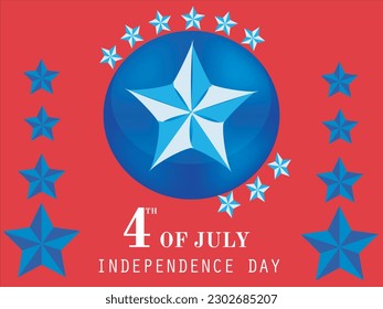 Happy 4th of July USA Independence Day greeting card with ballon american national flag and hand lettering text design. Vector illustration.