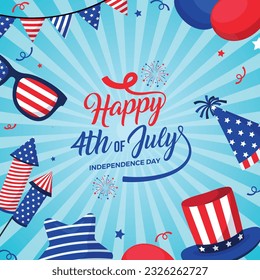 Happy 4th of July. USA Independence Day Banner, Poster Vector