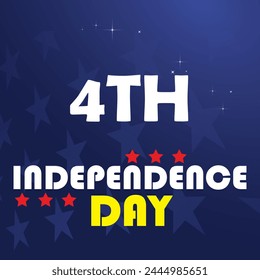 Happy 4th of July USA Independence Day greeting card with blue color EPS editable file. 4th of July, typography United Stated national holiday banner. Vector illustration background,