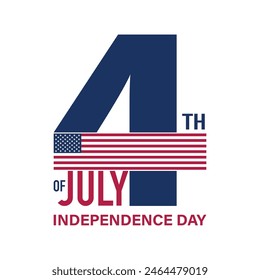 Happy 4th of July USA Independence Day greeting card with waving American national flag 