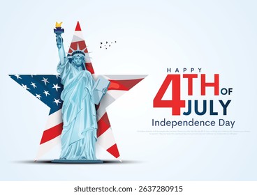 Happy 4th of July USA Independence Day background design. Statue of Liberty concept. Vector illustration.