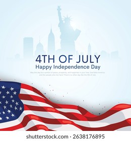 Happy 4th of July USA Independence Day background design. Statue of Liberty concept with USA flag. Vector illustration design.