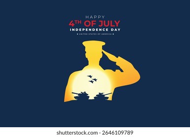 Happy 4th of July, USA Independence Day Poster and greeting card design with waving American national flag. United states of America Independence day Vector illustration.