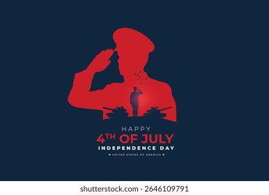 Happy 4th of July, USA Independence Day Poster and greeting card design with waving American national flag. United states of America Independence day Vector illustration.