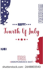 Happy 4th of July USA Independence Day Cursive Text Lettering USA Abstract Flag Template Banner