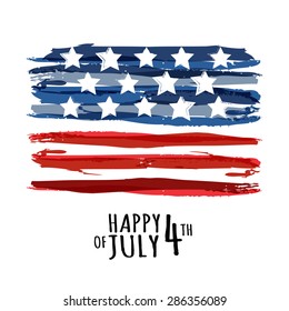 Happy 4th of July, USA Independence Day. Vector abstract grunge background with place for text. Watercolor design concept for greeting card, banner, flyer, poster.

