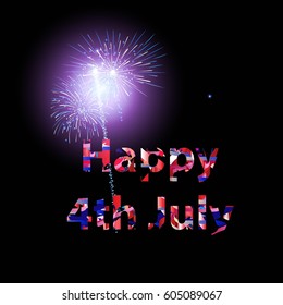 Happy 4th of July, USA Independence Day for patriotic border or background with fireworks copy space
