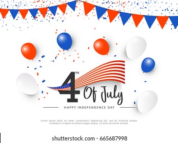Happy 4th Of July USA Independence Day Text Space Background.