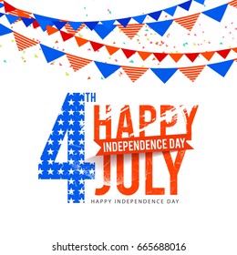 Happy 4th Of July USA Independence Day Text Space Background.