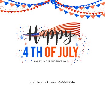 Happy 4th Of July USA Independence Day Text Space Background.