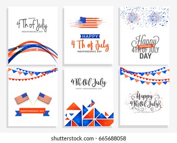 Happy 4th Of July USA Independence Day Poster Or banner Set Background.