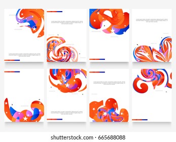 Happy 4th Of July USA Independence Day Poster Or banner Set Background.