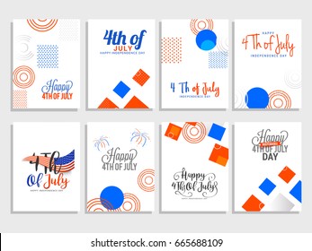 Happy 4th Of July USA Independence Day Poster Or banner Set Background.