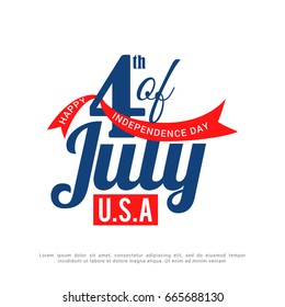 Happy 4th Of July USA Independence Day Text Space Background.