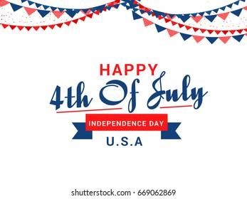 Happy 4th Of July USA Independence Day Text Space Background.