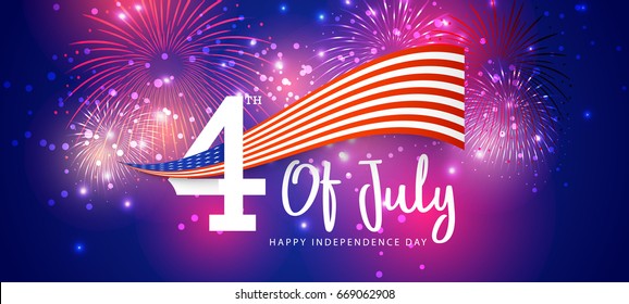 Happy 4th Of July USA Independence Day Text Space Background.