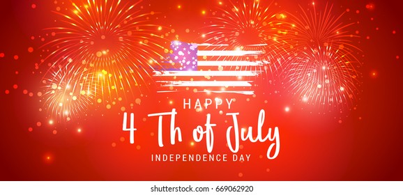 Happy 4th Of July USA Independence Day Text Space Background.