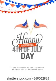 Happy 4th Of July USA Independence Day Text Space Background.