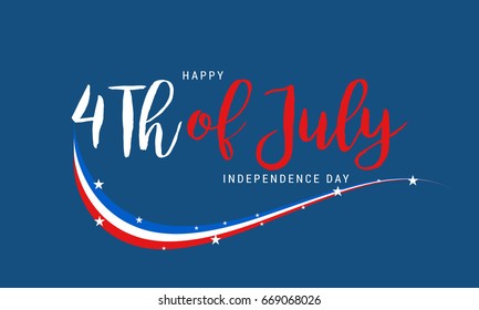 Happy 4th Of July USA Independence Day Text Space Background.