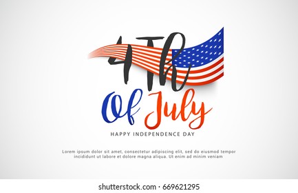 Happy 4th Of July USA Independence Day Text Space Background.