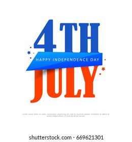Happy 4th Of July USA Independence Day Text Space Background.