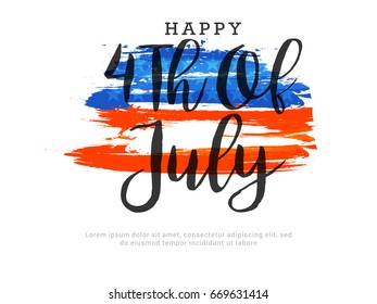 Happy 4th Of July USA Independence Day Text Space Background.