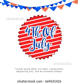 Happy 4th Of July USA Independence Day Text Space Background.