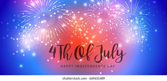Happy 4th Of July USA Independence Day Text Space Background.