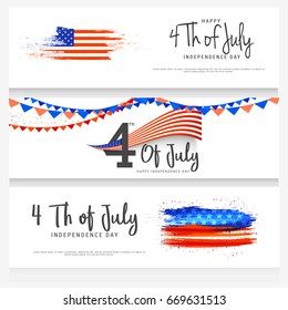 Happy 4th Of July USA Independence Day Header Or Banner Text Space Background.