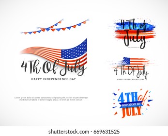 Happy 4th Of July USA Independence Day Text Space Background.